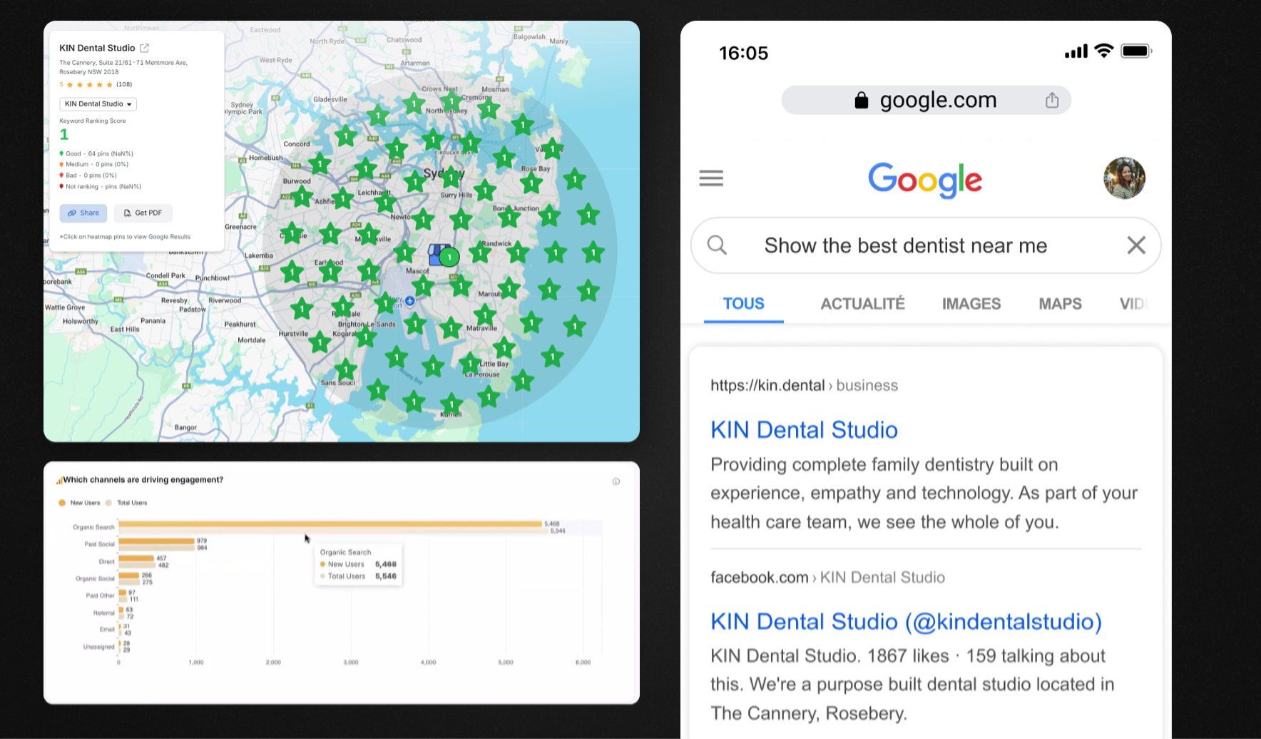 Bright Smiles Family Dental SEO results showing Google Maps dominance and search rankings